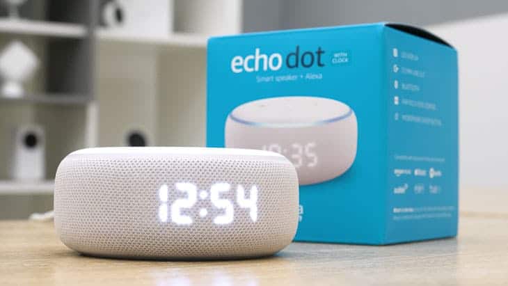 Amazon Echo Dot With Clock and Box