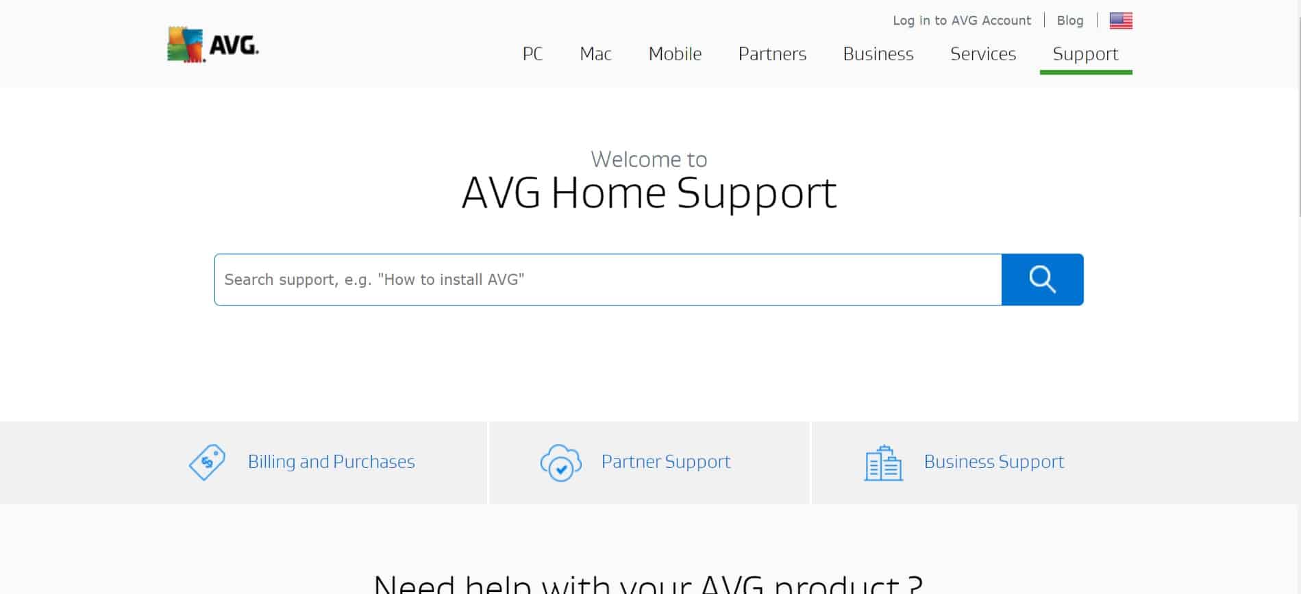 AVG Support Page