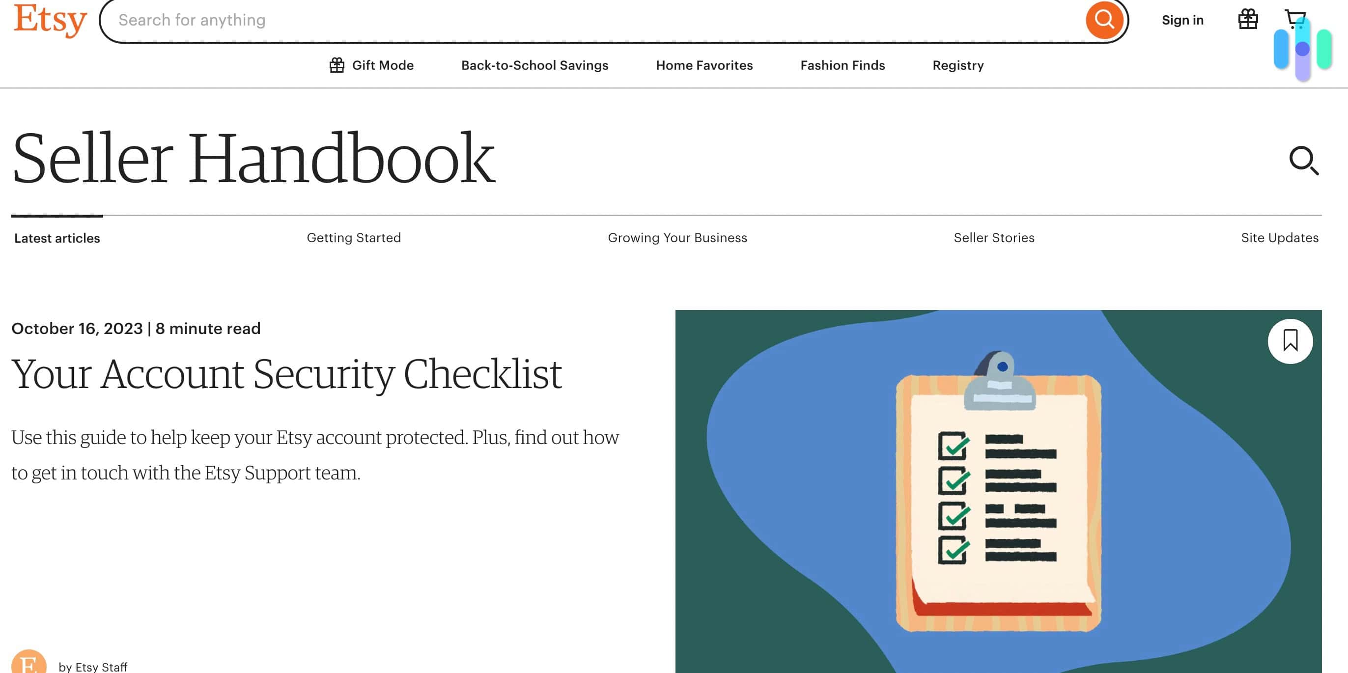 Etsy Seller Handbook Security