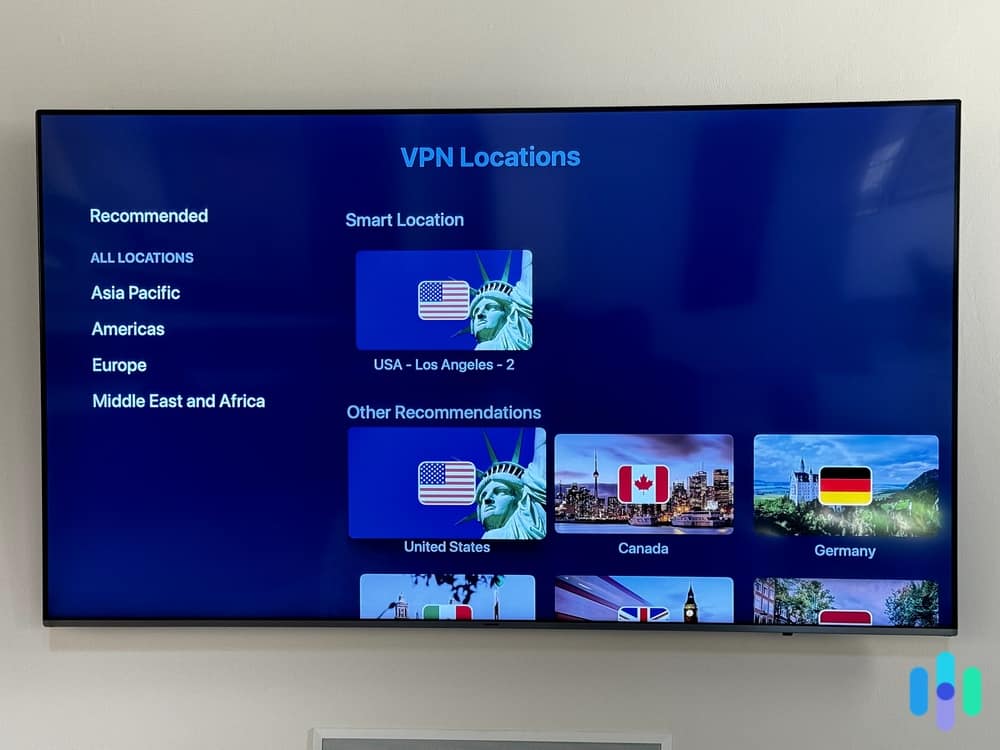 ExpressVPN's VPN Locations on Apple TV