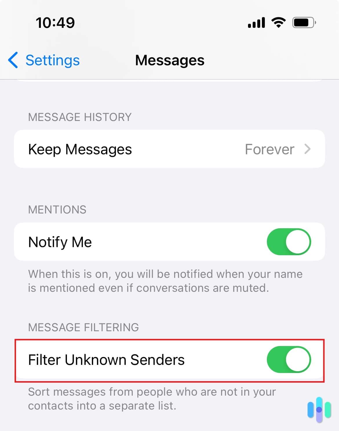Filter Unknown Senders on iPhone