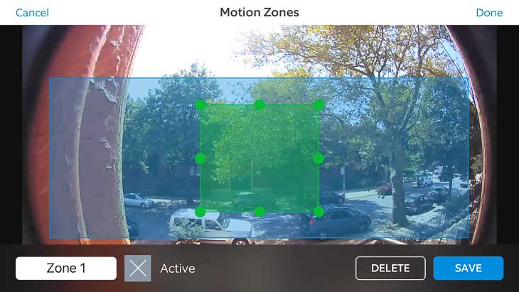 Motion Zones on the Ring Video Doorbell Pro