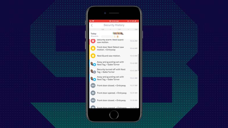 Nest Secure History on the Nest App