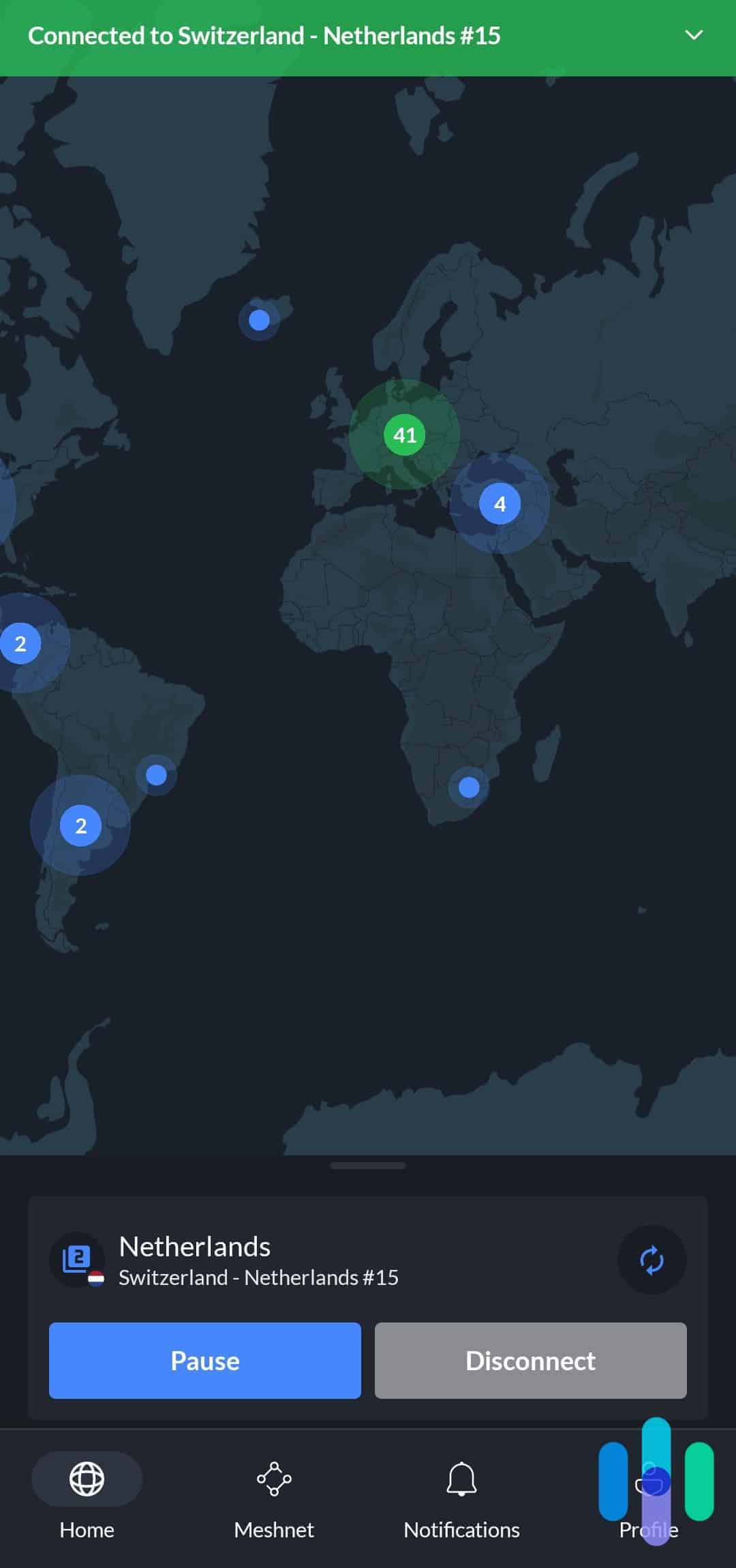 Testing NordVPN with Android that's connected to Switzerland