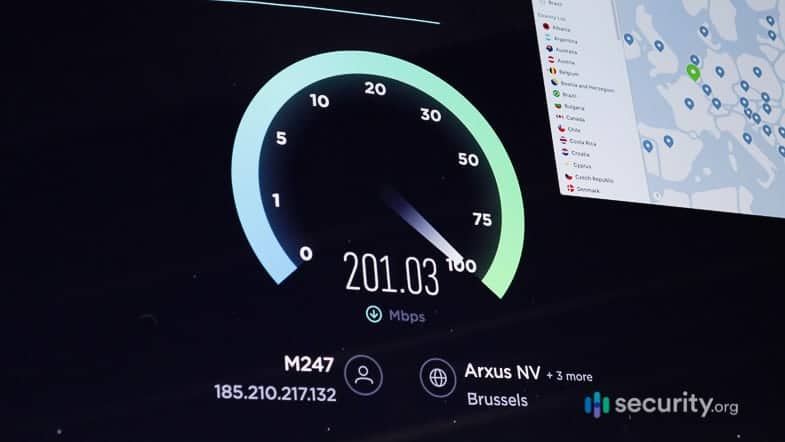 NordVPN Speed Test Brussles