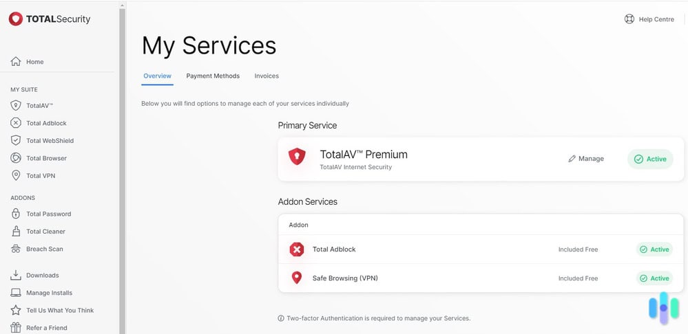 Our TotalAV dashboard.