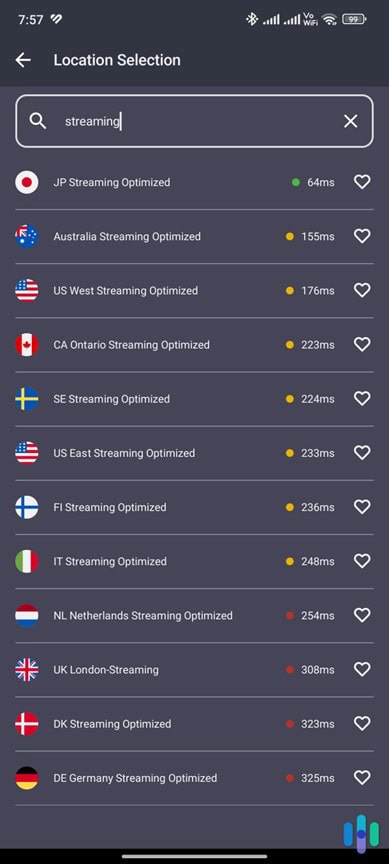 Private Internet Access streaming-optimized servers