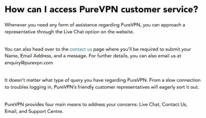 PureVPN Customer Support