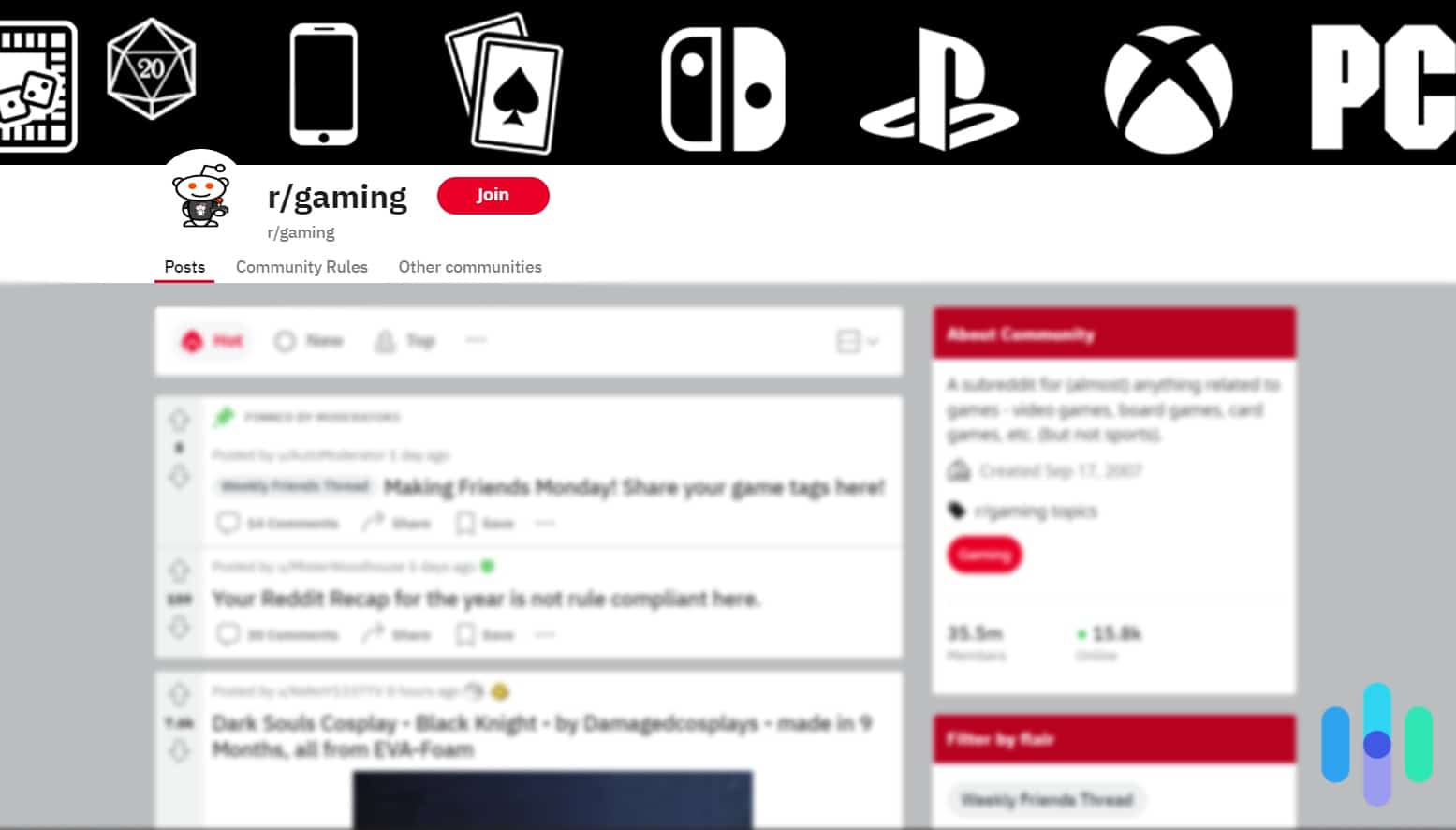 Reddit gaming community