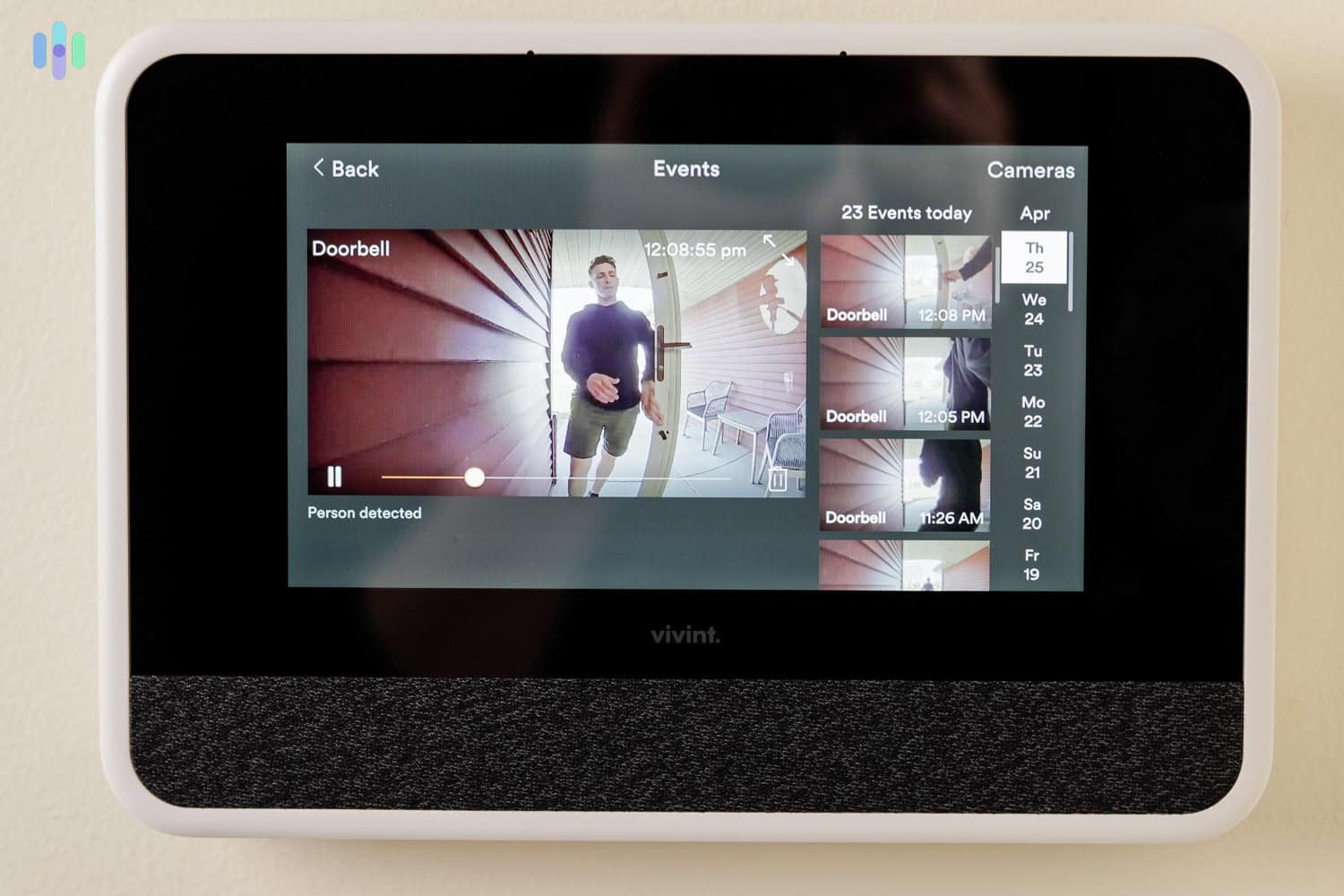 Vivint Panel showing doorbell