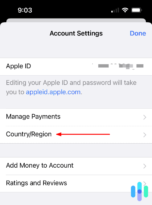 Country/Region Location on iPhone