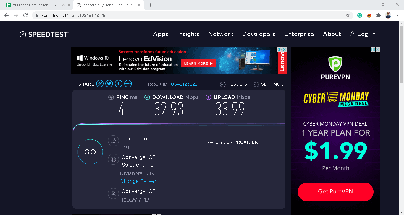 AVG Speed Test on Windows Without VPN