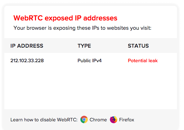 AVG VPN on Mac On WebRTC Leak Test