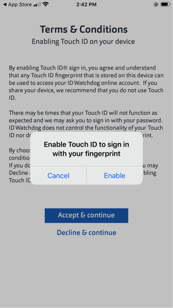 ID Watchdog App Sign-in