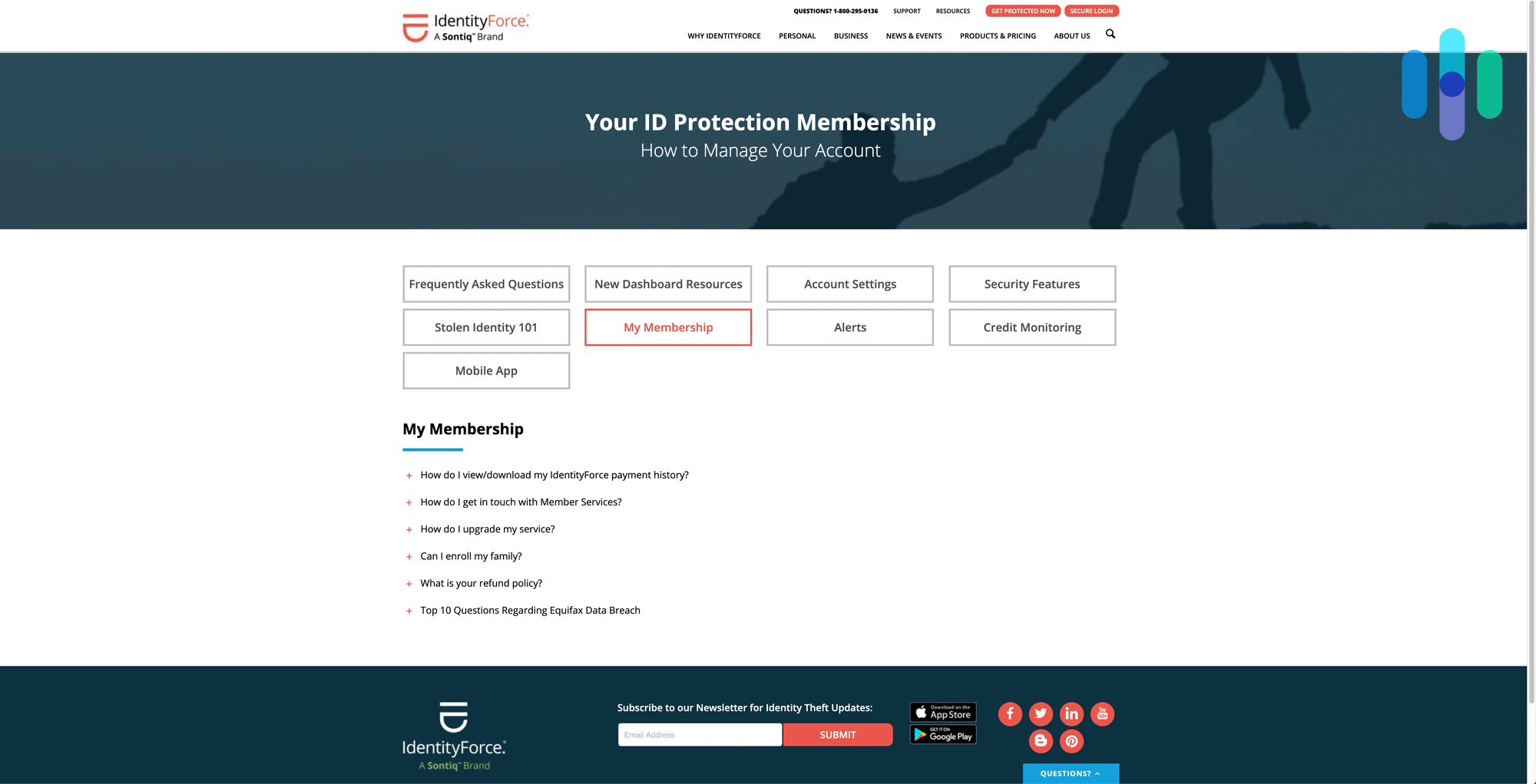 IdentityForce Membership Dashboard