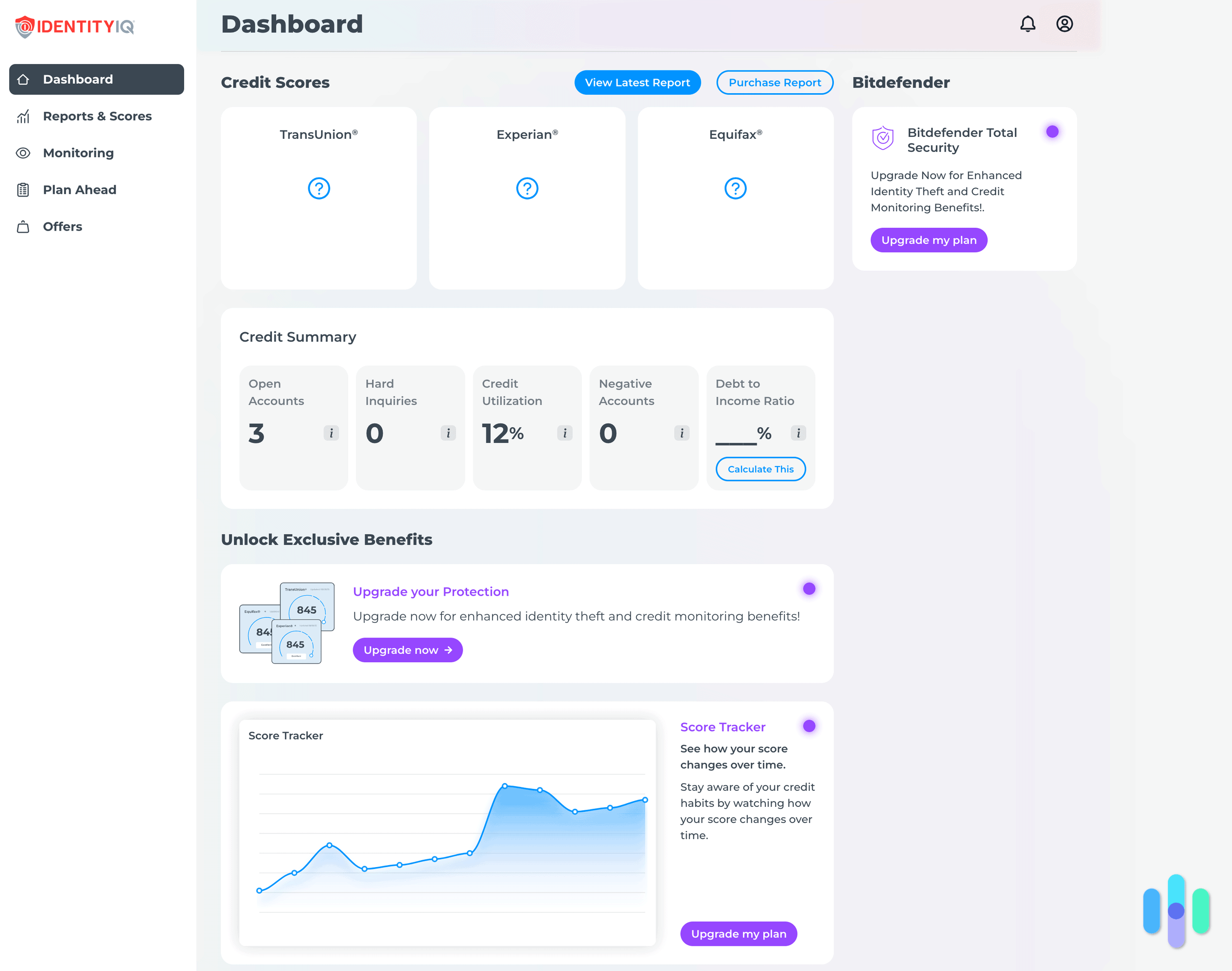 IdentityIQ’s dashboard makes it easy to get a handle on your credit.