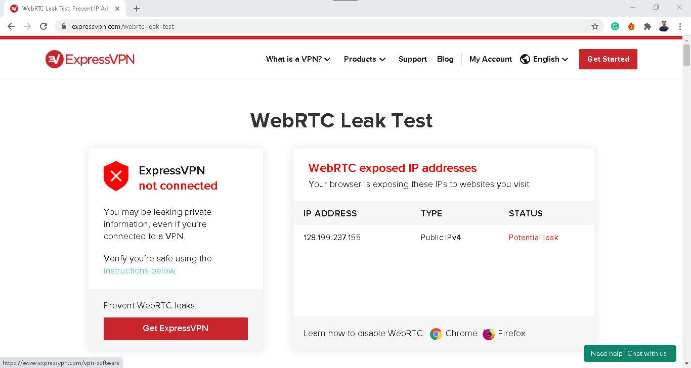 McAfee VPN - WebRTC Leak Test Windows