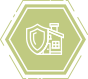 Icon image of a house and a secured symbol