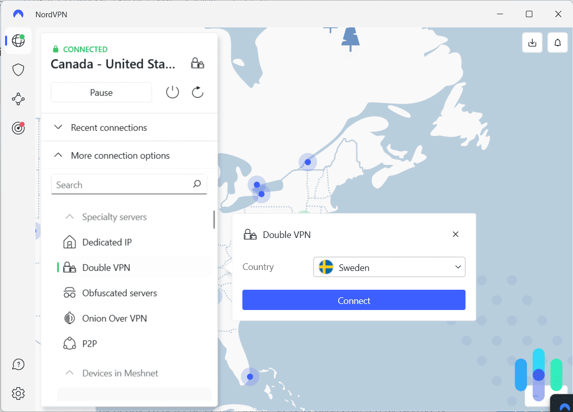 NordVPN's Double VPN feature