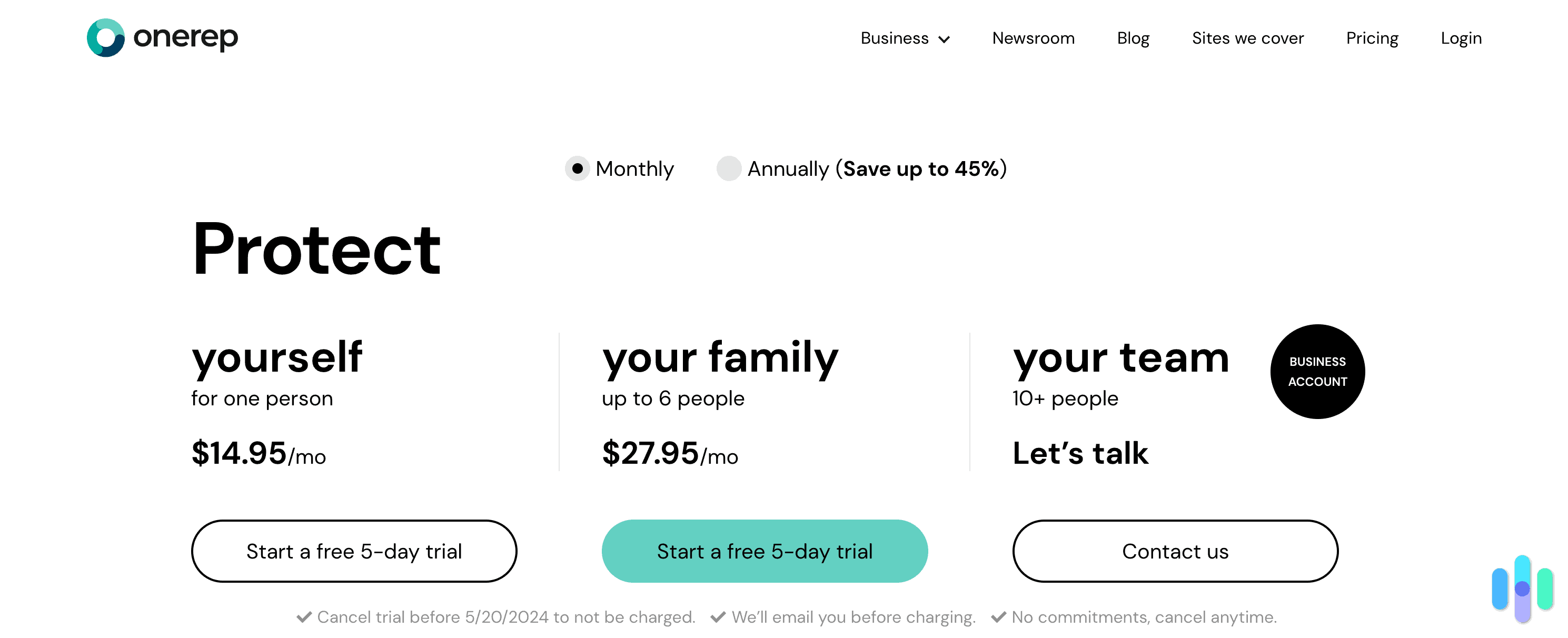 OneRep plan pricing