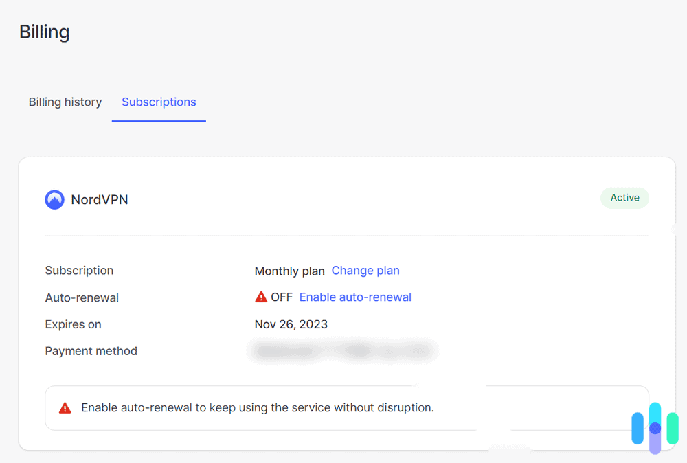 Our NordVPN subscription