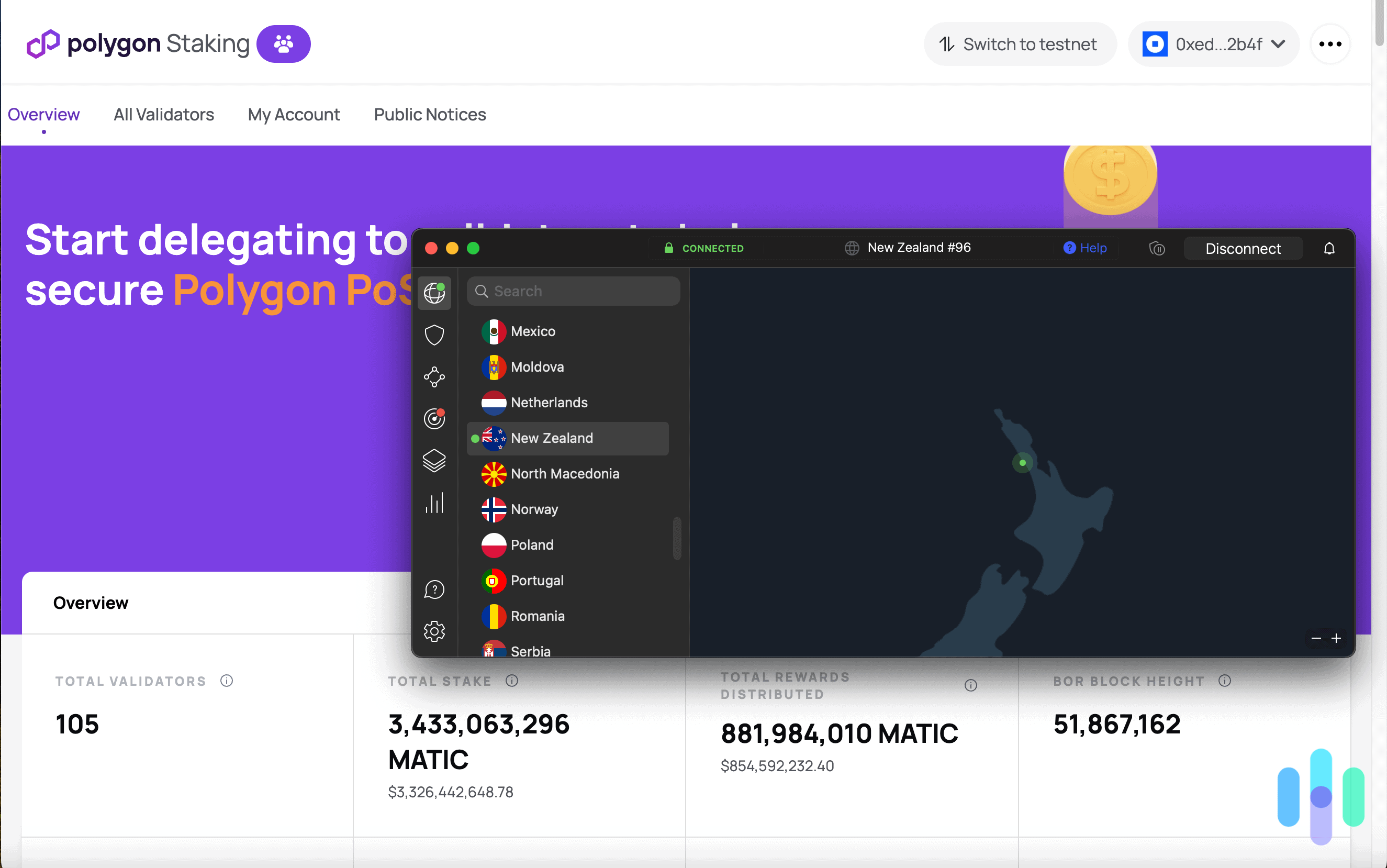 Staking Polygon (MATIC) using NordVPN