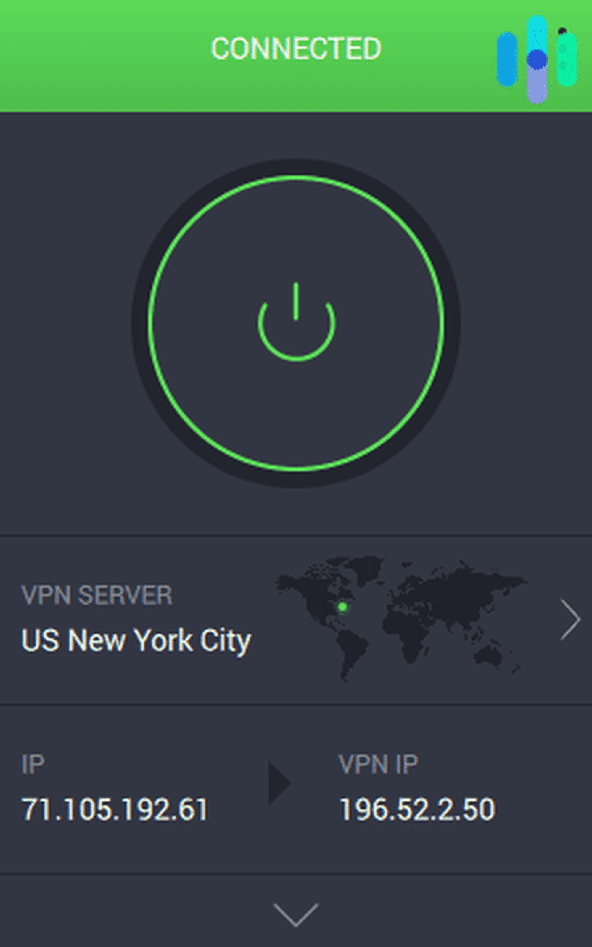 Private Internet Access VPN Connected to New York City