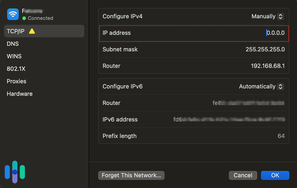 Manually changing your IP address on a Mac