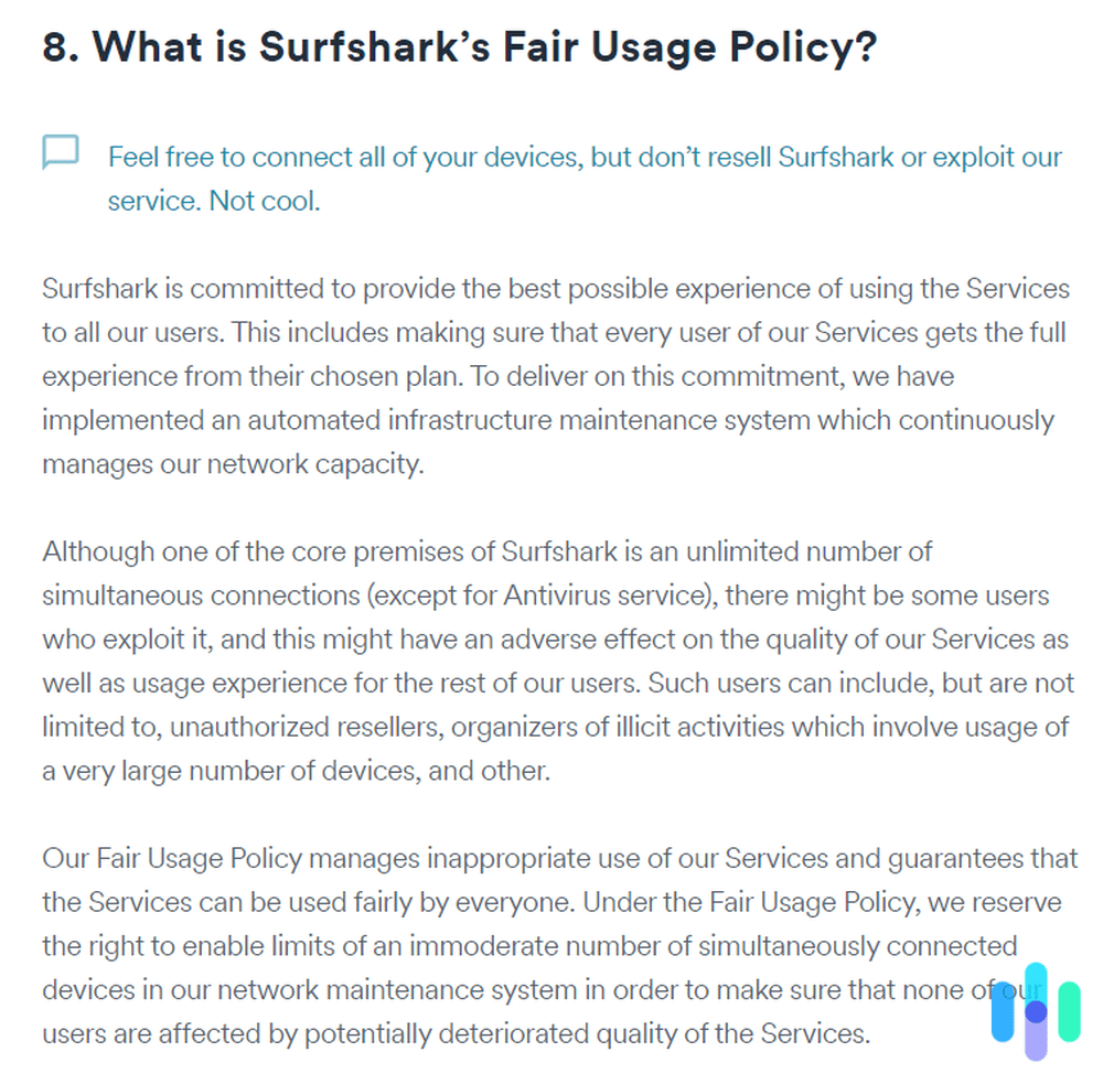 Surfshark Fair Usage Policy