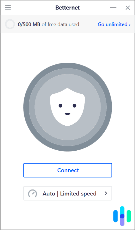 The free Betternet VPN with 500 MB daily data allowance