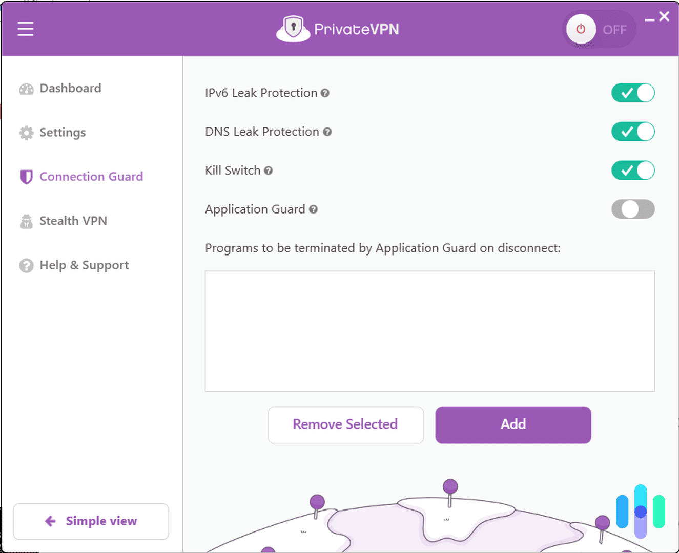 The kill switch and Application Guard features on Windows 11.