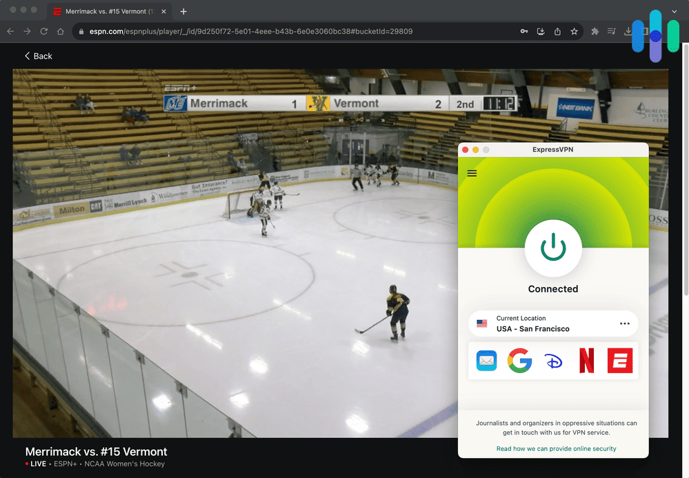 Watching ESPN Plus with ExpressVPN